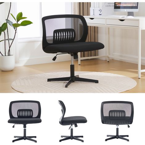 Bürostuhl mit Rollen,höhenverstellbar,360°drehbar,atmungsaktives Netzgewebe,max200 kg,armloser Bürostuhl für Wohn- oder Schlafzimmer,Schwarz