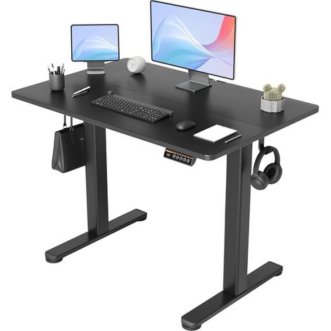 Elektrischer Schreibtisch 100x60 cm Standing Height Adjustable Desk Schwarz (1/5)
