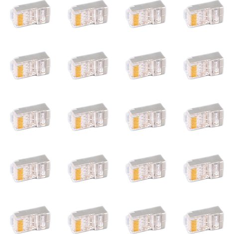 Kit de 100 connecteurs RJ45 blindés métalliques CAT6, sûrs et fiables.