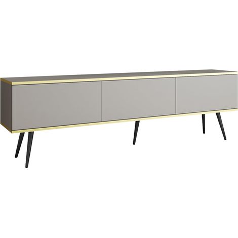 Mobile TV, Grigio, gambe nere, 175 x 30 x 52 cm, apertura push-to-open (1/5)