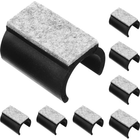 Patins de protection sol en feutre forme pieds chaise, plastique noir, (1/5)