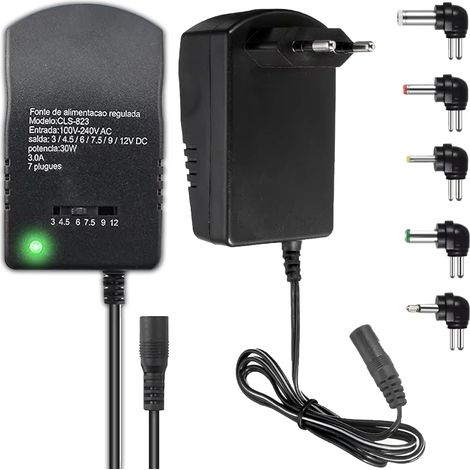Adaptateur secteur universel 12 V avec 6 prises interchangeables sur alimentation universelle CC 3-12 V (1/5)