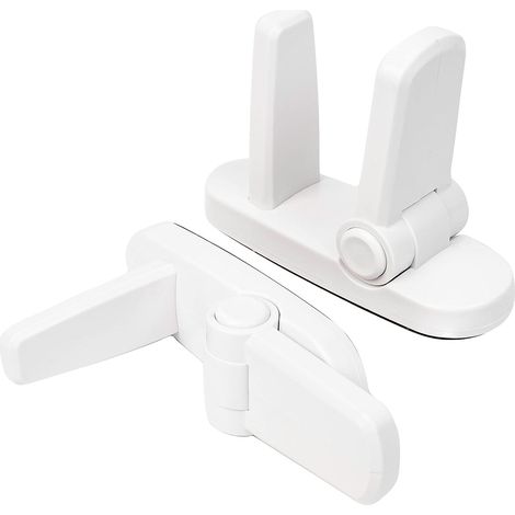 Serrure de meuble Lot de 2 serrures de porte pour enfant et animal de compagnie – 100 % sûres grâce au système à 2 boutons – Porte avant pour enfant, sécurité pour bébé – Poignée de porte sécurisée. (1/5)