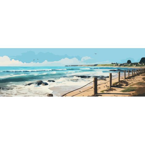 Tableau sur toile vague rocheuse 45x135 cm - Impression sur Toile Murale Décorative - Image imprimée en HD sur Toile - Toile sur Châssis en Bois FSC - Fabriqué en France (1/4)