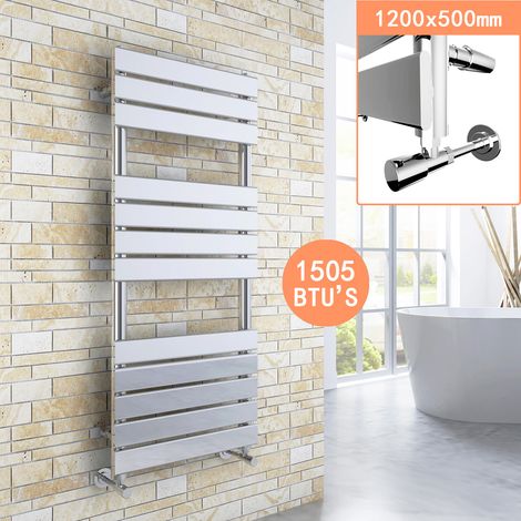 ELEGANT Chrome Designer Flat Panel Heated Towel Rail Radiator 1200 x 500 (1/5)