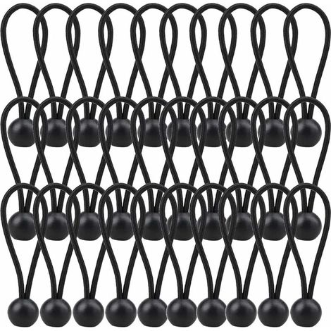 30 cuerdas elásticas para lona de 140 mm, para carpas, carpas y cortinas, color negro. (1/5)
