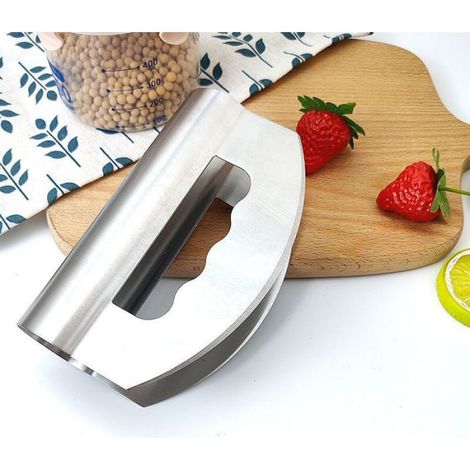 Coupe salade double tête - Acier inoxydable Hachage rapide - Fruits légumes herbes (1/4)