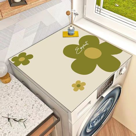 Staubabdeckung für Frontlader-Waschmaschine, nordischer Stil mit 5-blättrigem Blumenmuster 60x60 cm - rutschfeste und isolierende Schutzmatte für Kühlschrank, Nachttisch oder Mikrowelle-lsw
