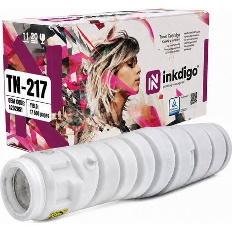 Toner Inkdigo TN217 compatible avec Konica Minolta Bizhub 223 283, certifié TÜV (1/5)