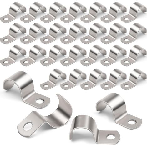 Attache Cable en U, 30 Pièces Collier de Serrage Inox Monotrou Ø10mm, Bride de Fixation pour La Fixation de Câbles Tuyaux Grillage (1/5)