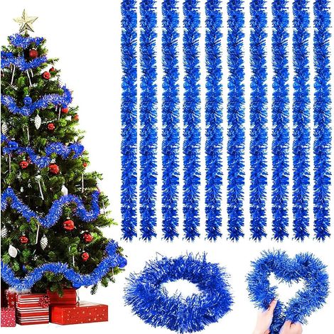 Weihnachtsgirlande, 10-teilig, glänzende Metallgirlanden, Christbaumgirlanden, Dekoration für drinnen und draußen (1/5)