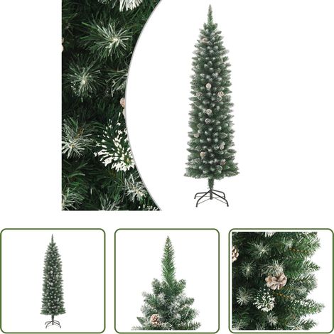 Weihnachtsbaum 210 cm -  Künstlicher Weihnachtsbaum mit Ständer Schlank 210 cm PVC (1/5)