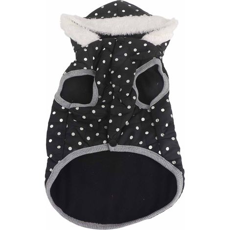 Gilet d'hiver pour animaux de compagnie élégant à pois rembourré épaissi à capuche chien veste par temps froid pour petits chiens moyens chats S (1/5)