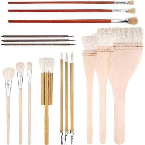 16 pinceaux à glaçure en céramique de formes différentes, compatibles avec les peintures acryliques, aquarelles, à l'huile et plus encore, adaptés aux débutants. (1/5)