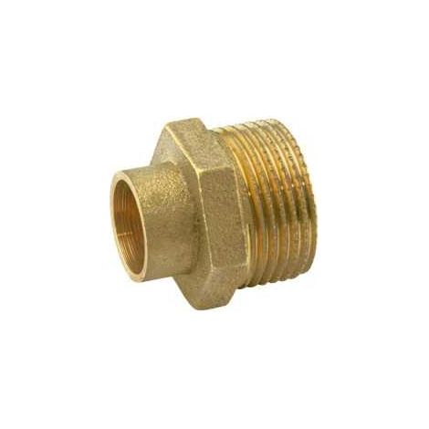 Raccord mâle en laiton 18 mm x 1/2" pour soudage et filetage, lot de 10 unités (1/5)