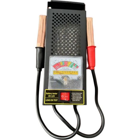 Testeur de batterie pour batteries/accumulateurs 6V et 12V, avec 2 pinces, échelle réglable, testeur de batterie pour système de charge de voiture, alternateur, démarreur (1/4)