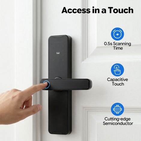YISSALE - Werkzeug - Intelligentes Schloss, intelligenter Türgriff mit Fingerabdruckschloss, biometrisches Schloss mit Schlüssel (1/5)