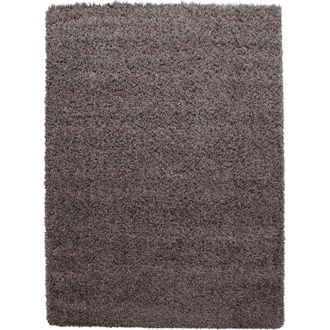 Tapis poils longs shaggy 80x150 taupe tissé rectangle motif uni UNI L (1/5)