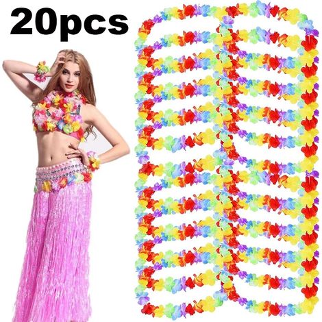 20 pièces Couronne de Noël hawaïenne Décoration de porte Guirlande de fleurs artificielles pour fête hawaïenne Luau Torpil (1/5)
