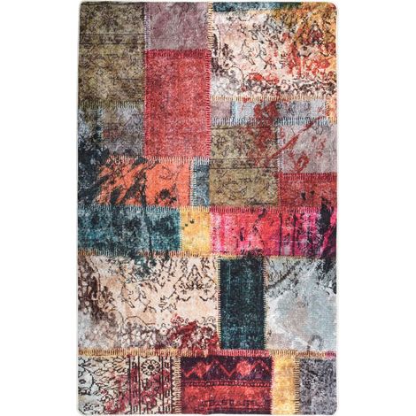 Tapis lavable antidérapant, Tapis de salon, Tapis Intérieur & Extérieur Patchwork 160x230 cm Multicolore MKS41193 (1/5)