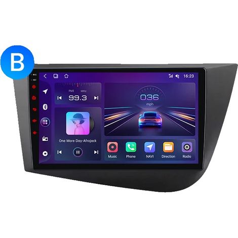 Autoradio, Écran Tactile, Lecteur Audio, Compatible avec SEAT Leon Mk2 (1P) 2005-2012, Navigation GPS Android avec Ventilateur de Refroidissement Intégré, V1 Pro (4 Go-64 Go) - B (1/2)