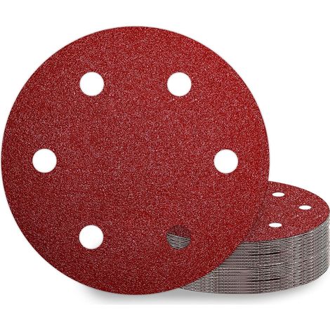 25 Pièces Disques de Ponçage 225mm Grain 40 Disque Abrasif 225mm 6 Trous pour Girafe Ponceuse (1/5)