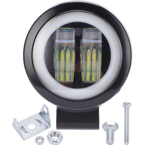 Phare antibrouillard LED auxiliaire 4D à double lentille 20 W avec œil d'ange pour moto, quad, camion et bateau, ouverture blanche (1/3)