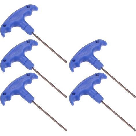 T-Handle Hex Wrench, H2.5 2.5mm Hex, Steel S2 Metric T Wrench - (Applications: For Basic Home Repair And Mechanical Maintenance), 5 Pieces (1/5)