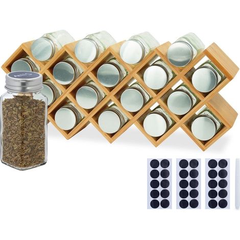 Especiero de bambú con tarros - Organizador de cocina