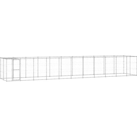 Maison Exclusive - Gabbia per Cani da Esterno in Acciaio Zincato con Tetto 26,62m² (1/5)