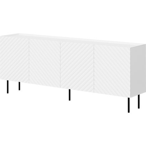 Aparador Sillen I, Blanco, 80x200cm, Número de puertas: 040cm, MDF, Aglomerado laminado