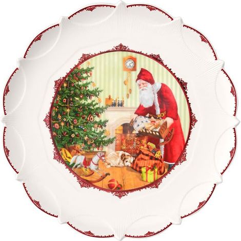 Villeroy & Boch Toy's Fantasy Große Gebäckplatte Weihnachtsmann, Porzellan, Mehrfarbig, 42 x 42 cm