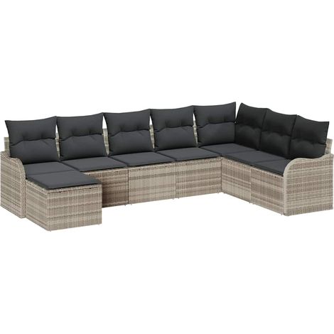 Maison Exclusive - Set Divano da Giardino 8 pcs Grigio chiaro Poly Rattan