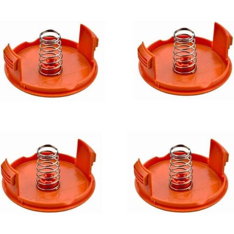 Lot de 4 cache-bobines et ressorts de rechange pour débroussailleuse Black et Decker,Compatible avec RC-100-P et le ressort AF-100 Line