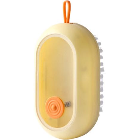 Brosse à chaussures avec distributeur de savon intégré, nylon et ABS, jaune, nettoyage automatique efficace pour maison salle de bain (1/5)