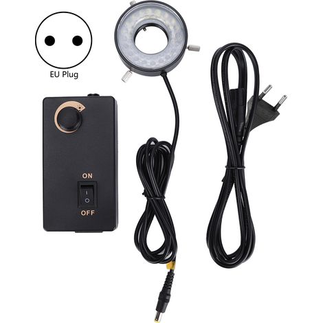 Anneau lumineux LED à intensité réglable pour microscope vidéo, instrument optique, prise UE 100-240V, éclairage annulaire de précision (1/5)