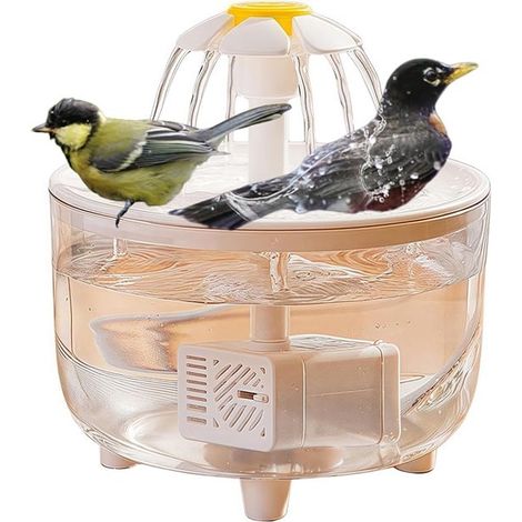 Baño para pájaros automático，Alimentación USB，Bebedero para aves silvestres de jardín，Cuencos para bañar，Blanco (1/5)