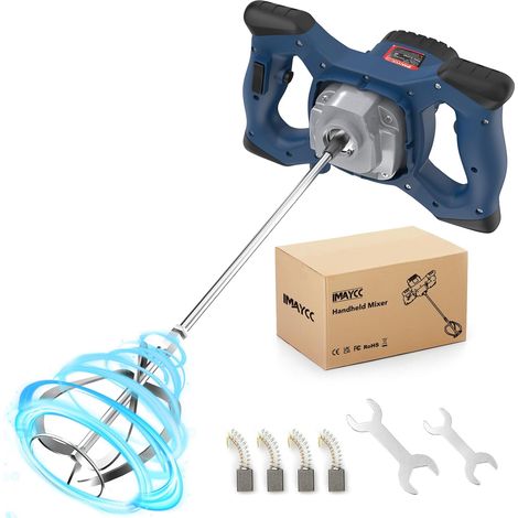2100 W Mortar Mixer, 220 V Concrete Mixer, Concrete Mixer with 6 Speed, Electric Concrete Mixer Ideal for Mixing Food, Plaster, Paint, Cement, Mortar (Blue) (1/5)