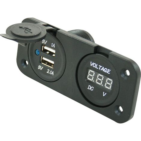 Socle 2 Prises Usb + Voltmètre Encastrable (1/2)