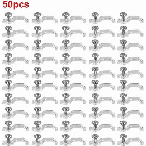 Support de montage avec clip de fixation de 10 mm et vis pour bande LED 3528 5050 5630 (50 pièces)