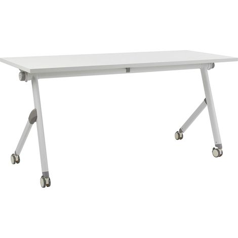 Scrivania rettangolare pieghevole con rotelle portatile con struttura in metallo bianco 120 x 60 cm Bendi (1/5)