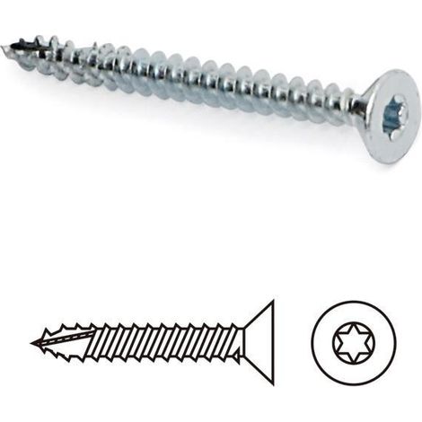 tornillo rosca madera s-fix cabeza plana torx zincado largo 16mm diámetro 3.5mm (caja 1000)