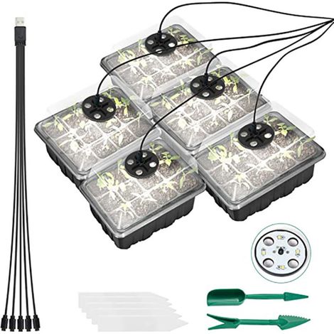 Plateaux De Demarrage De Graines Avec Humidite Reglable De Lumiere De Croissance, Kit De Germination De Serre De Base Pour La Culture De Graines A Partir De 60 Cellules (1/5)