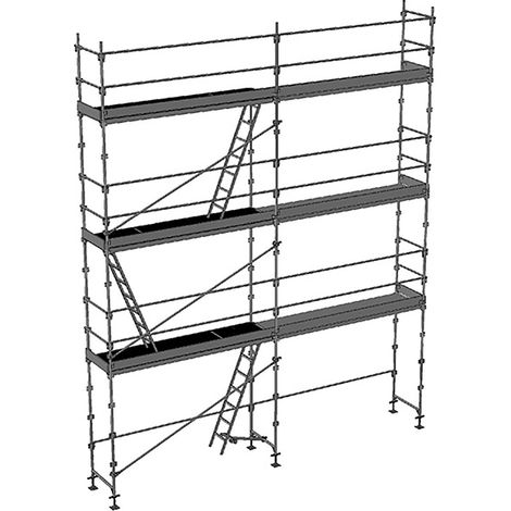 Echafaudage fixe de façade 56m² - Structure + Planchers + Plinthes + Lisses - DUO56-SPP (1/5)