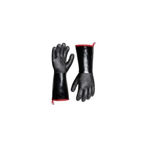 Gants résistants à la chaleur extrême 932 °F pour barbecue, gants imperméables à manches longues pour friteuse, cuisson, four, fumeur, ignifuges, revêtement en néoprène résistant à l'huile (35,6 cm) (1/5)