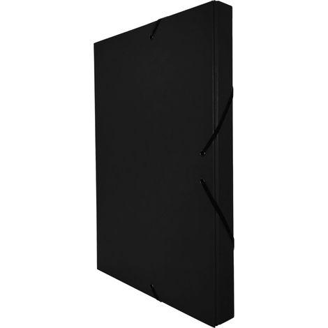 Chemise Cartonnée A4, Taille 34 x 24 cm, Épaisseur 3 cm, Pochette de Rangement pour Papiers Administratifs à Fermetures Élastiques, Boîte pour Archives (Dos de 3 cm, Noir) (1/5)