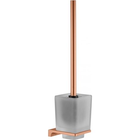 Brosse WC murale NIL en laiton rose gold poli et verre H.36,5 cm (1/2)