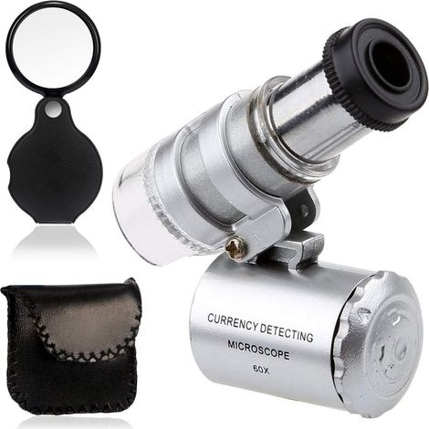 Loupe De Bijoutier - Loupe Pliante 10X Avec Éclairage LED - Microscope Portable 60X - Pour Inspection De Bijoux Et Pièces Précises - 1 Pièce (1/5)