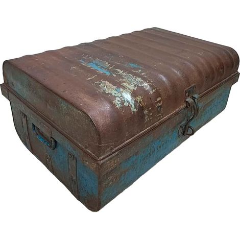 Maleta de metal acabado artesanal marrón 67x37x25h cm