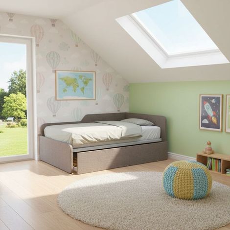 Divano letto piazza e mezza 120x190 con spalliera e secondo letto estraibile - Grigio fumo
